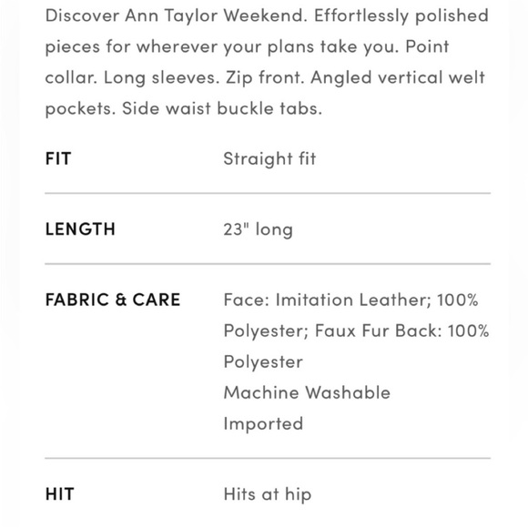 NEW Ann Taylor Weekend Shearling Moto Faux Leather Jacket XS Petite - Picture 15 of 15